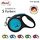 flexi® Neon M Gurt 5 m schwarz, neon-Blauer Gurt, reflektierende Seitenfläche, Roll-Leine für Hunde bis 25 kg
