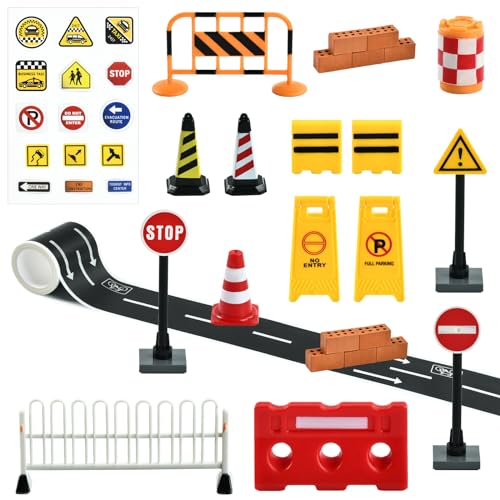 26pcs Mini Señales de Trafico, Conos de Tráfico Juguete, Señales de Tráfico para Niños, Señales de Tráfico de Juguete, Juguetes Educativos para Señales de Tráfico para Niños