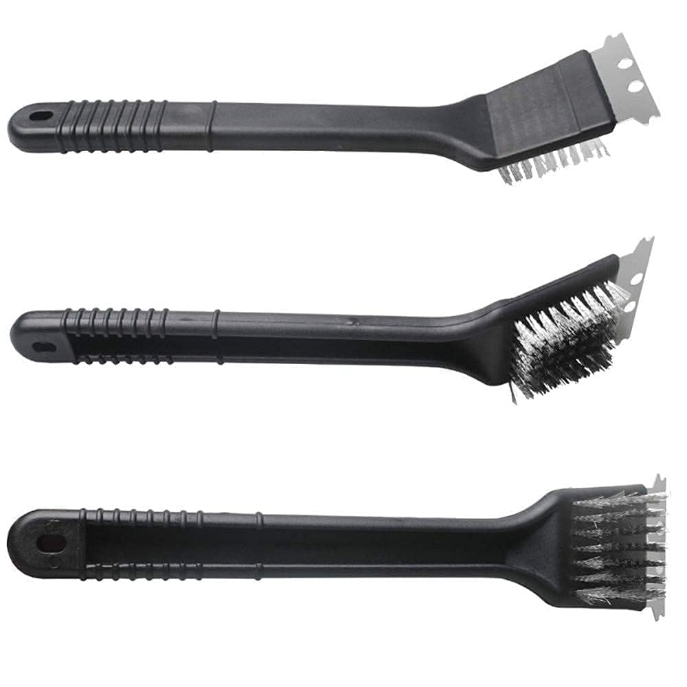 3 in 1 Multi Function Grill Cleaning Brush BBQ Cleaning Brush with Scouring Pad and Scraper Grill Accessories Quick Cleaning Brush