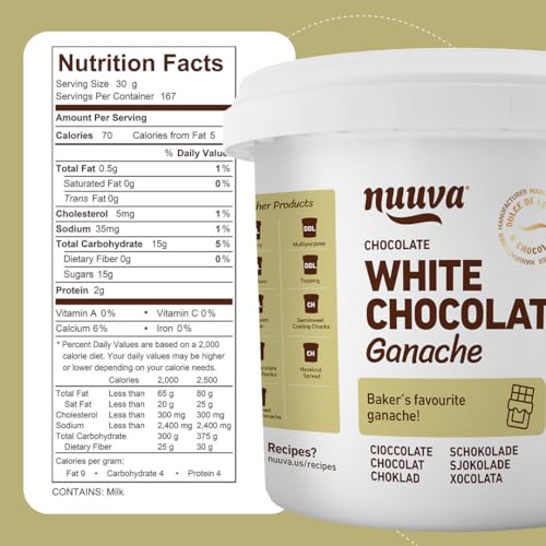 Nuuva Foods White Ganache | Gluten Free White Chocolate Flavored Ganache for Dubai Chocolate Bar & Cake | Perfect for Chocolates & Desserts (2.5 lbs) - Thumbnail 5