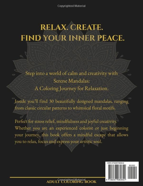 Serene Mandalas: A Coloring Journey for Relaxation (Adult Coloring Book with 30 Unique Designs): Classic & Geometric Patterns | A4 Format | Premium ... Perfect Gift for Women, Friends & Loved Ones image 3