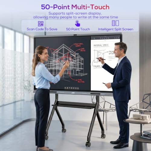 Image of JAV 86-Inch AI Smart Board, 4K Google EDLA Interactive Whiteboard 8+128GB