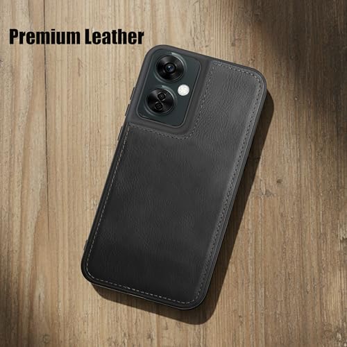 Image of Leather Case for OnePlus Nord CE 3 Lite Premium Protective Stylish Slim Cover with Shockproof Raised Edges Black