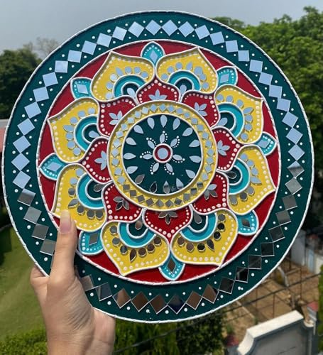Image of PAR DESIGN 6 Shapes Decorative Mirror Set - Round, Triangle, Eye, Square, Tilak & Burfi Shape - 1200 Pcs Combo with Fabric Glue - 200 Pcs Each - Perfect for Home Decor, DIY Crafts, Wall Decoration