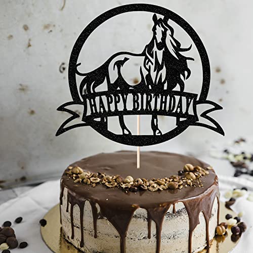 Bejotaa Horse Happy Birthday Cake Topper，Horse Racing Party Cake Decoration For Kids Boy Men Birthday Party Supplies #TOP2