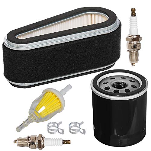 Kurihina Kompatibel mit Luftfilter Vorreiniger Kraftstofffilter Für John Deere F525 F710 260 265 325 Rasentraktoren Kawasaki 11013-1214, mit Ölfilter Zündkerzen Tune Up Kit