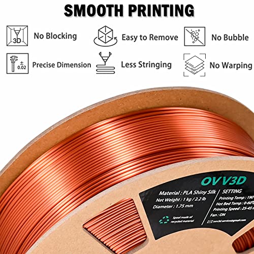 Image of OVV3D Silk PLA Filament 1.75mm 3D Printer Filaments, Upgrade Silk Coffee Gold Filament for Most FDM 3D Printer, Metal 3D Printing Filament, 3D Filament 1.75 + /- 0.02mm, 2.2lbs / 1kg