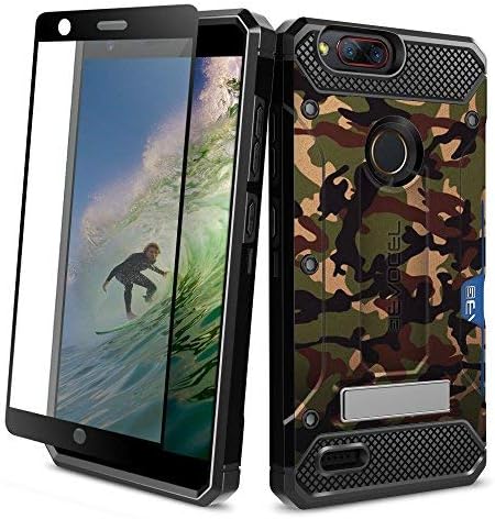ZTE Blade Z Max Case, Evocel [Explorer Series Pro] Premium Dual Layer Credit Card Case with Glass Screen Protector & Magnetic Kickstand for ZTE Sequoia/ZTE Blade ZMax (Z982), Camouflage