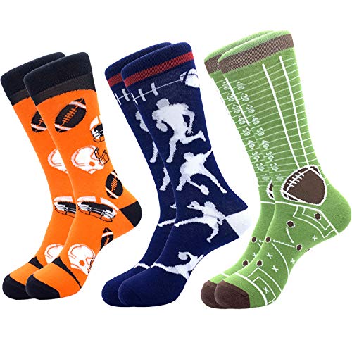Jeasona Chaussette Hommes Fantaisie Humour Chaussettes Rigolotes Coton Originales Couleur de Lot Cadeau Homme(3 paires rugby) Cover