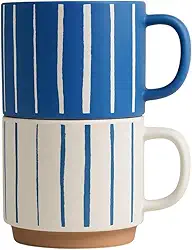 2 Canecas de Cerâmica Listras 430ml Empilhável Premium