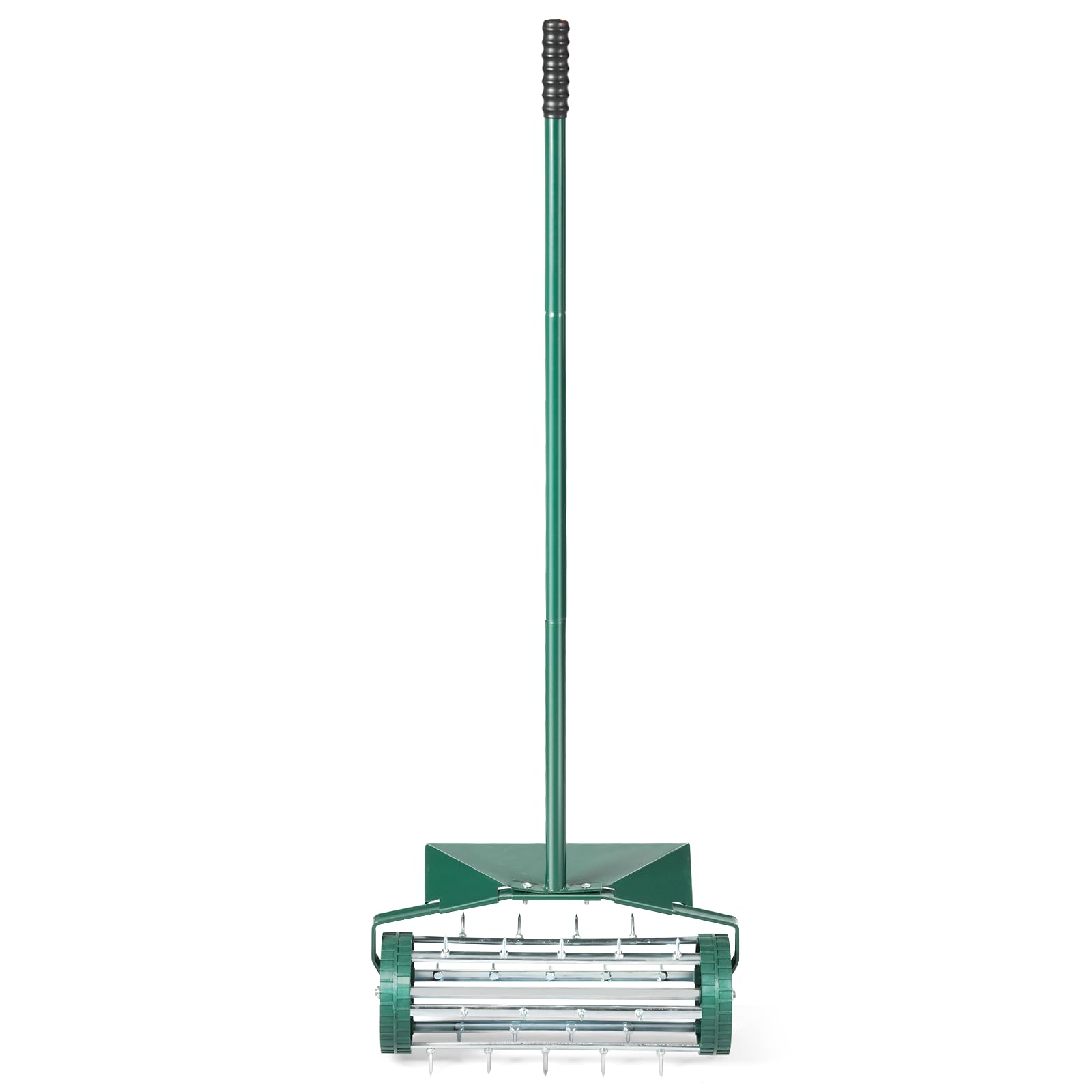 SOARS Rouleau Aérateur Gazon, Rouleau φ 15 CM, Scarificateur Manuel en Métal avec Clous de 3 CM, Protection Anti-Éclaboussures, Manche, pour l'Entretien de la Pelouse (46 X 23 X 127 CM)