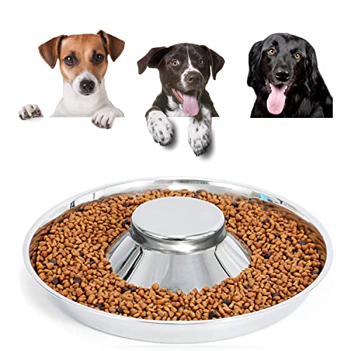 DOMI PRO Gamelle Chien, Bol pour Chien en Acier Inoxydable, Bol de Sevrage pour Chiot, Peut être utilisé pour Plusieurs Animal de Compagnie pour Manger l'eau et la Nourriture en Même Temps (30 cm) Cover