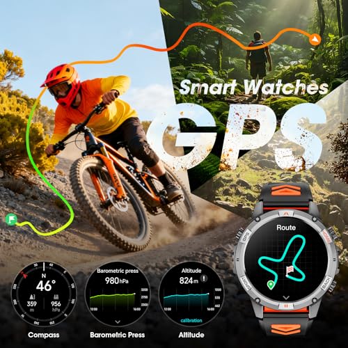 Military Smart Watch(Answer/Make Call), GPS Smartwatch for Men with LED Flashlight Compass, 1.46" HD Screen Fitness Tracker, 100+ Sport Modes, Rugged Smart Watches Compatible for iPhone Android - Image 3