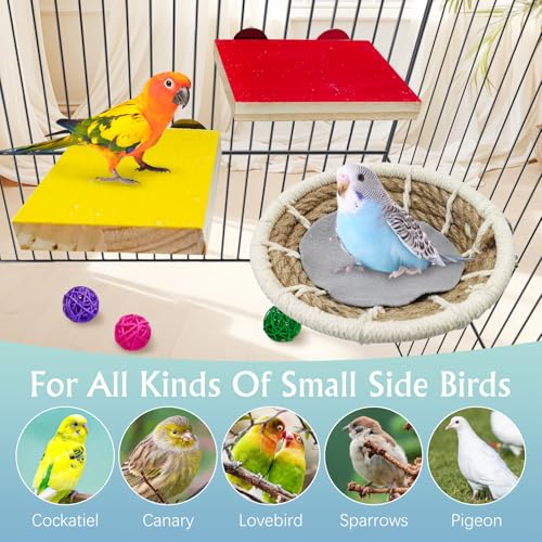 Image of Hamiledyi Bird Breeding Nest, Handmade Hemp Rope Bird Cage House, Bed with Natural Coconut Fiber Parakeet Nest Hatch House for Cockatiel Canary Lovebird Finch and Other Small Birds