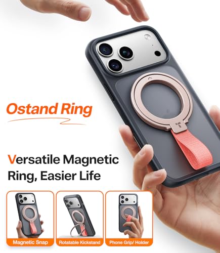 TORRAS 2025 Upgrade (Gen 6.0) Magnetic Phone Grip Holder Kickstand with Braided Strap, Fit for MagSafe Ring Removable, for iPhone 17 16,15, 14, 13 12 Pro/Max Samsung, Google (Rose Gold), Ostand Ring - image 9