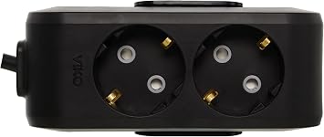Viko Multi-Let Black Dual Socket Ground Wired Child Proof 1 Mt [Energy Class A]