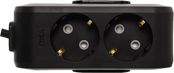 Viko Multi-Let Black Dual Socket Ground Wired Child Proof 1 Mt [Energy Class A]