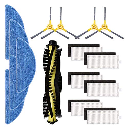TeKeHom Kit de accesorios de repuesto para aspiradora robot IKOHS Netbot S15 Pack de 1 cepillo principal + 6 filtros + 4 cepillos laterales + 5 fregonas Cover