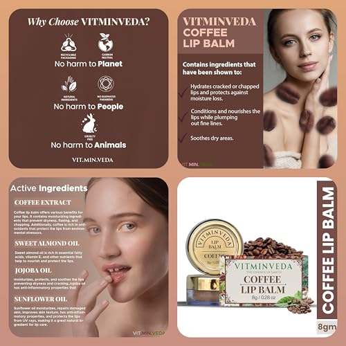 Image of Natural Lip Care Combo Set of 4 | Vitamin C, Coffee, Red Wine Balm and Lip Scrub for Dry Dark & Chapped Lips Deep Moisturizing Lightening Exfoliation 8g Each
