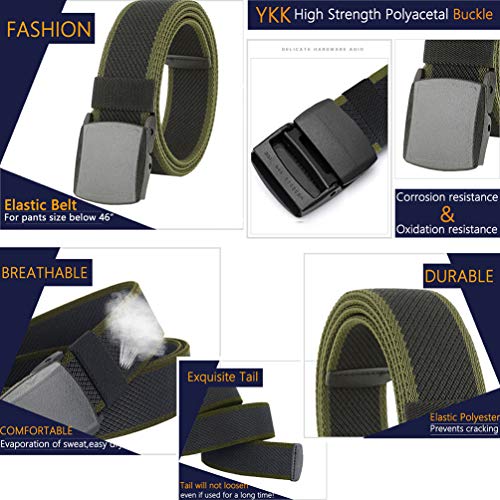 LionVII Elastic Belts Men - Stretch Canvas Belt Durable Plastic Buckle for Work Travel - Adjustable Trim to Fit 28-45" Waist4
