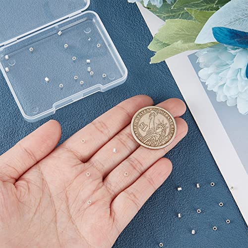 Beebeecraft 1 Box 50Pcs Crimp Tube Beads 925 Sterling Silver Column Spacers 2mm Cord End Caps Loose Stopper Beads for DIY Earring Necklace Jewellery Making - Image 3
