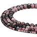 RUBYCA Wholesale Natural Rhodonite Gemstone Round Loose Beads for Jewelry Making 1 Strand - 4mm