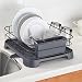 mDesign Escurreplatos de metal y plástico – Compacto escurridor de platos con...