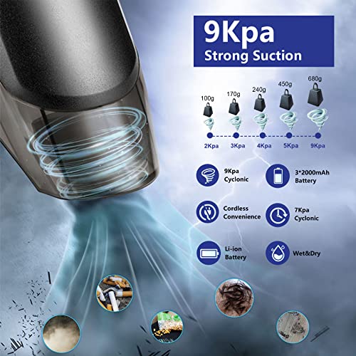 Aspirateur Voiture,LAOPAO Aspirateur a Main sans Fil,Portable 120W 2000mAh avec Filtre HEPA Lavable pour Maison,Table, Bureau, Poils d’Animaux - Image 3