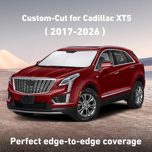 Image of EcoNour Windshield Sunshade Compatible for Cadillac XT5 2017-2023 2024 2025, Sun Visor for Front Windshield & Window Sun Shade Cover, UV Heat Blocker & Protector, Car Accessories