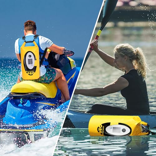 Qoolife Bolsa Seca Impermeable con Altavoz y Luz Bluetooth Solar - 10L Bolsas Secas con Cierre de Rollo para Mantener el Equipo Seco para Kayak, Playa, Rafting, Barco, Senderismo, Camping y Pesca miniatura 3