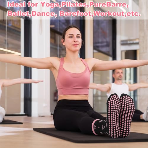 Image of Jspupifip Cute Pilates Socks for Women | Non Slip Yoga Socks with Grips for Barre Workout Athletic Hospital