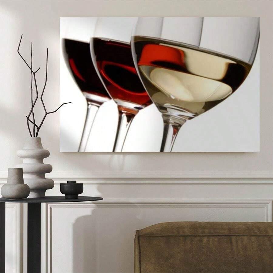 Impression sur toile vin rouge et verre style photo réaliste