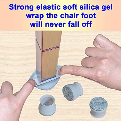 3/4" Small Chair Leg Covers, Felt Bottom Silicone Furniture Foot Protector Pads, 16 Pcs Free Moving Table Leg Caps, Stool Leg Protectors Caps to Prevent Floor Scratches and Reduce Noise, Black. - Thumbnail 2