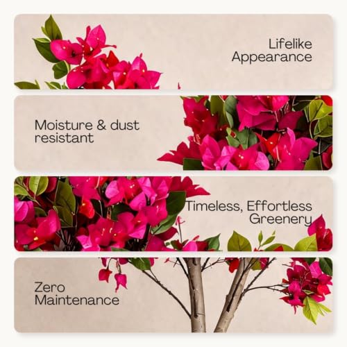 Image of MASON HOME Artificial Pink Bougainvillea Plant Without Pot - 5 Feet | Realistic Plant - Trees - Flowers | Indoor Tropical | Home - Shop - Office | Gifting - Decor - Ambience - Durable | No Maintenance