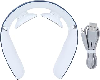 Máquina de masaje de cuello, masajeador de cuello, carga USB, mini máquina inteligente holográfica pulsada para terapia de hombro, color azul