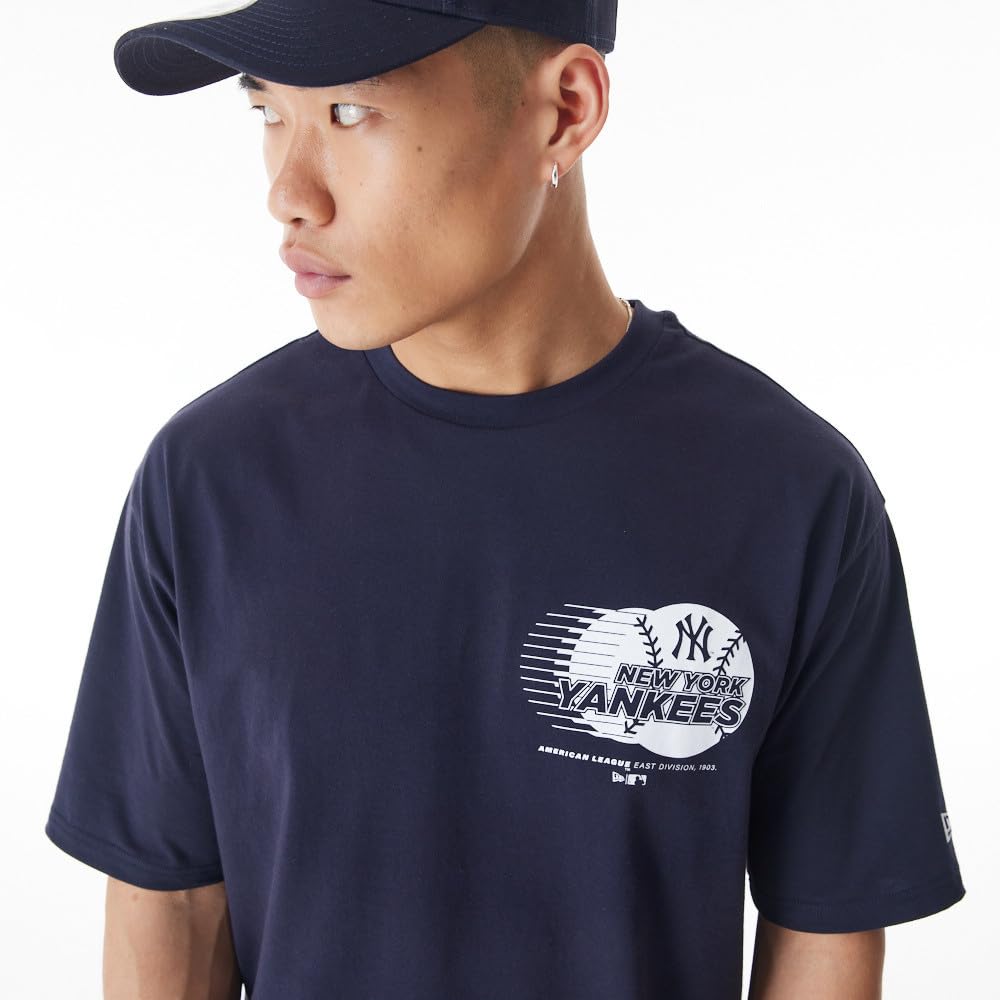 New Era Baseball Oversized T-Shirt New York Yankees Navy Whitete Camiseta Unisex Adulto