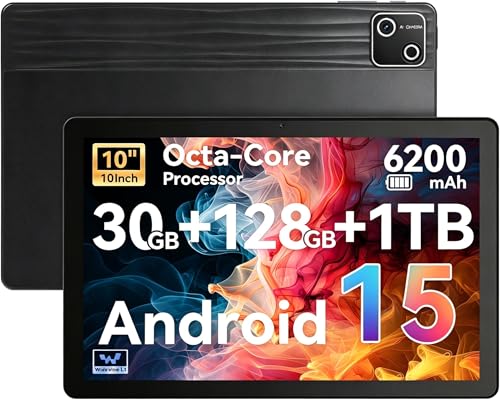 2026 Latest Tablet,10.1" Android 15 Tablet with Octa-core Processor 30GB RAM 128GB ROM HD IPS Touchscreen, Wi-Fi 6, BT 5.4, Dual Camera, Android Tablets