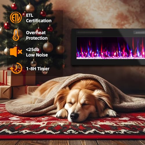 Image of Zionheat 40 inch Ultra Thin Electric Fireplace-Wall Fireplace for Living Room-Fireplace Freestanding /Inserts /Wall Mounted with Remote Control, Timer, Dimmer, 12 Flame Colors, 750 /1500W