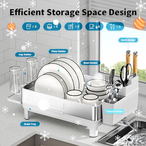 Ewaiira Dish Drying Rack, 304 Stainless Steel Dish Racks for Kitchen Counter, Dish Drainer - image 5