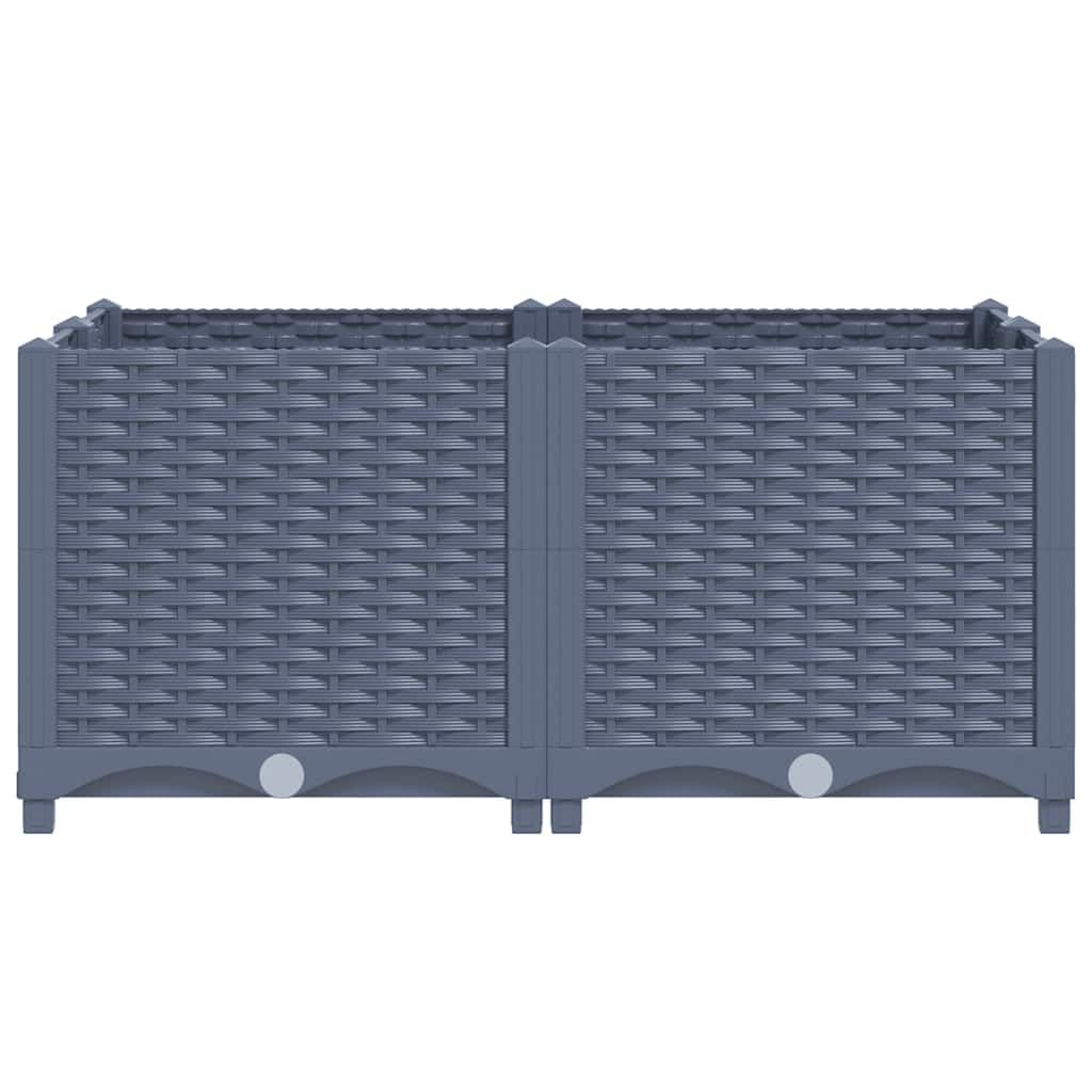 Bancal alto de 80 x 80 x 38 cm de polipropileno, robusta maceta para jardín, balcón y terraza, jardinera cuadrada para verduras y hierbas en color gris azulado
