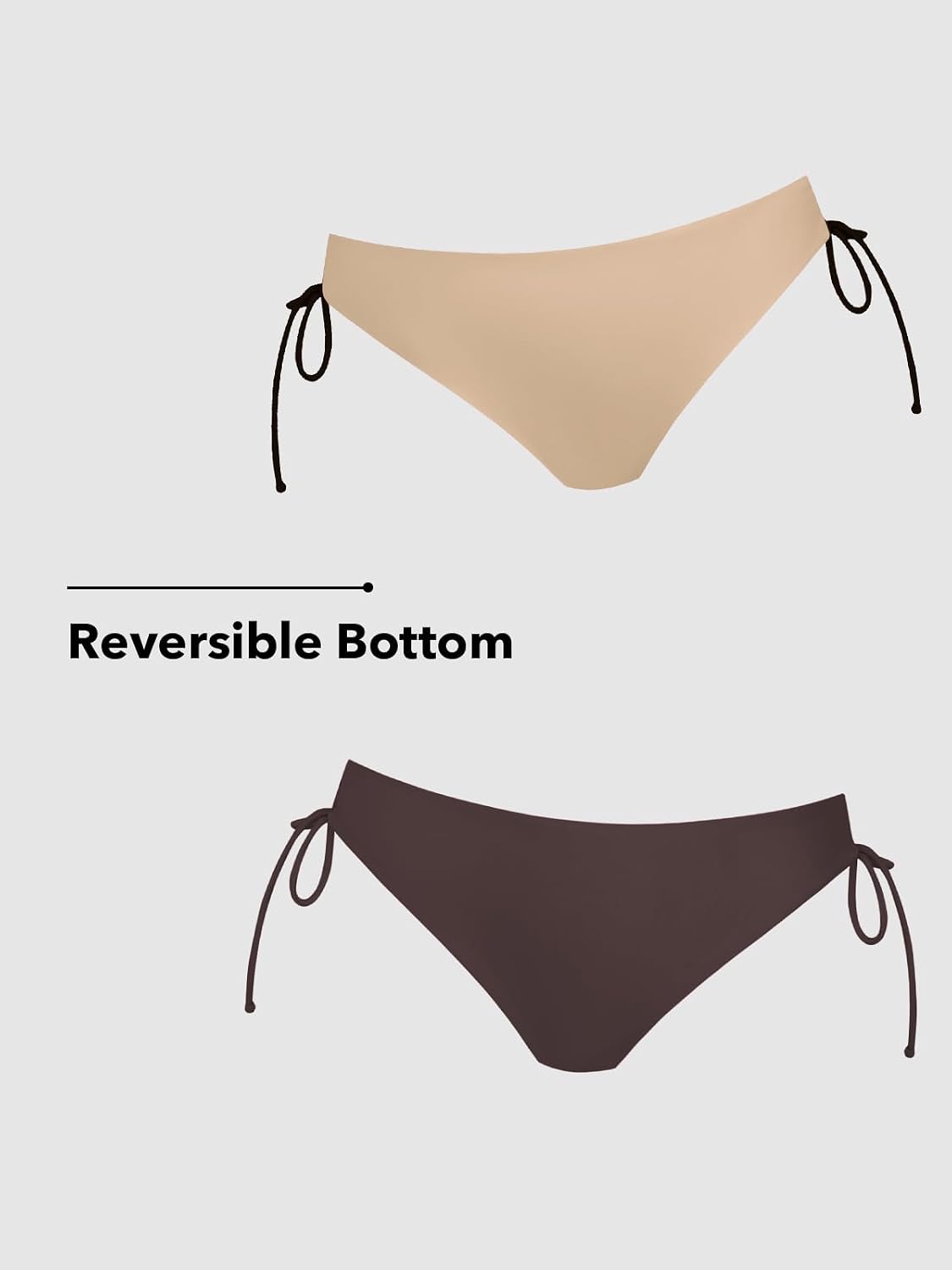 CUPSHE Women's Bikini Set Reversible Bottom Two Piece Swimsuit | Bathing Suit, Braided Back Straps, Removable Soft Cups, String Side Tie Bottom, Classic Coverage, Beach Vacation