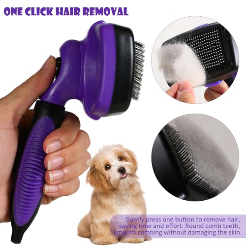 Image of Pet Needle Comb Dog Comb Hair Combiner Dog Hair Comb God Tool for Cat Comb Floating Hair Removal Special Comb for Cat Hair (Purple, Small)