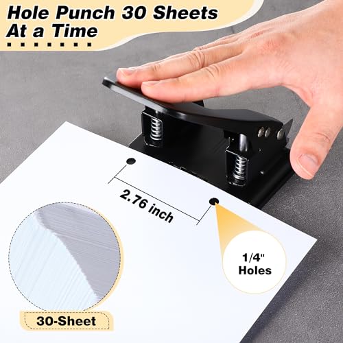 Image of Dreyoo Two Hole Punch with 50pcs Paper Fasteners, 30 Sheet Capacity