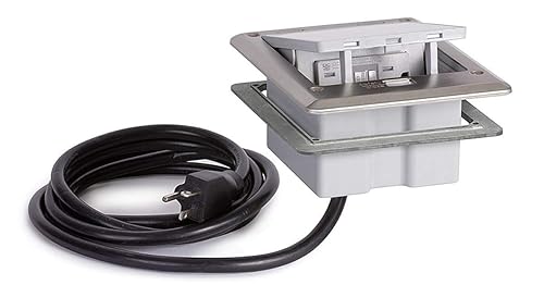 Miniatura 4 de Lew Electric OB-2-CT-SP Caja de encimera con toma de corriente oculta con botón pulsador con placa de cubierta, receptáculo GFCI de 20 amperios -