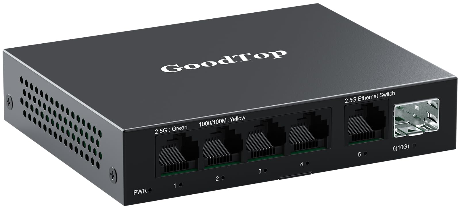 Switch Ethernet non gestito a 5 porte da 2,5 Gb con SFP+ 10G, 5 porte Base-T da 2,5 G, compatibili con 10/100/1000 Mbps, switch di rete di configurazione Homelab multi-gigabit senza ventola in
