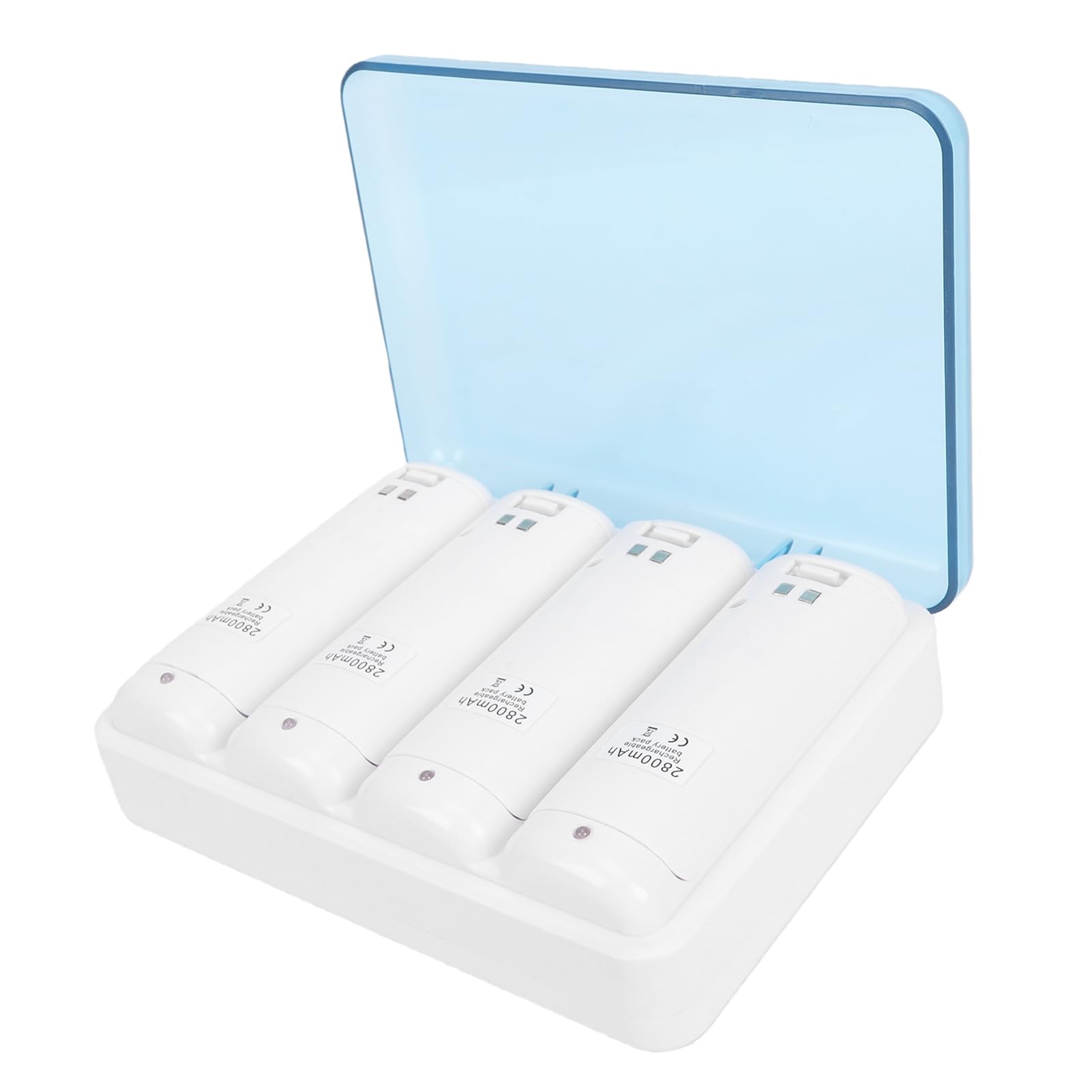 Cryfokt Cargador de Batería Remoto, 4 Puertos de Carga con Indicador LED en Tiempo Real y Estación de Carga del Controlador de Protección contra Sobrecarga, Paquete de Batería Recargable con (White)
