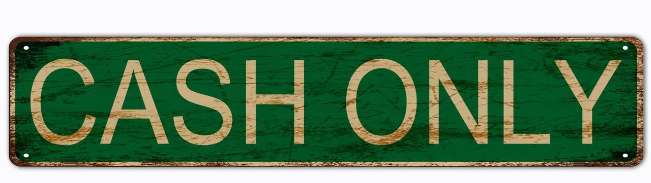 Cash Only Retro Tin Signs Aluminum Metal Sign for Kitchen Home Garden Wall Bar Cafe Decor 4x16 Inch