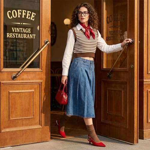 Image of youngshow Women's Slingback Kitten Heels for Work