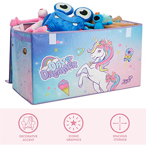 Image of Idea Nuova JoJo Siwa Unicorn Bow Day Dreamer Collapsible Children's Storage Trunk, Durable with Soft Lid, 28.5 inchx14.5 inchx16 inch