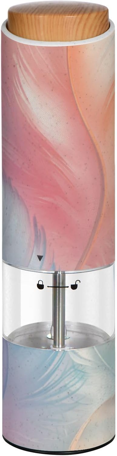Electric Salt and Pepper Grinde Colorful Feather